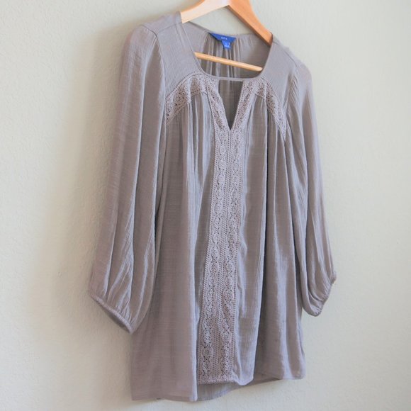 Apt. 9 Taupe Peasant Top Size S - Picture 2 of 7